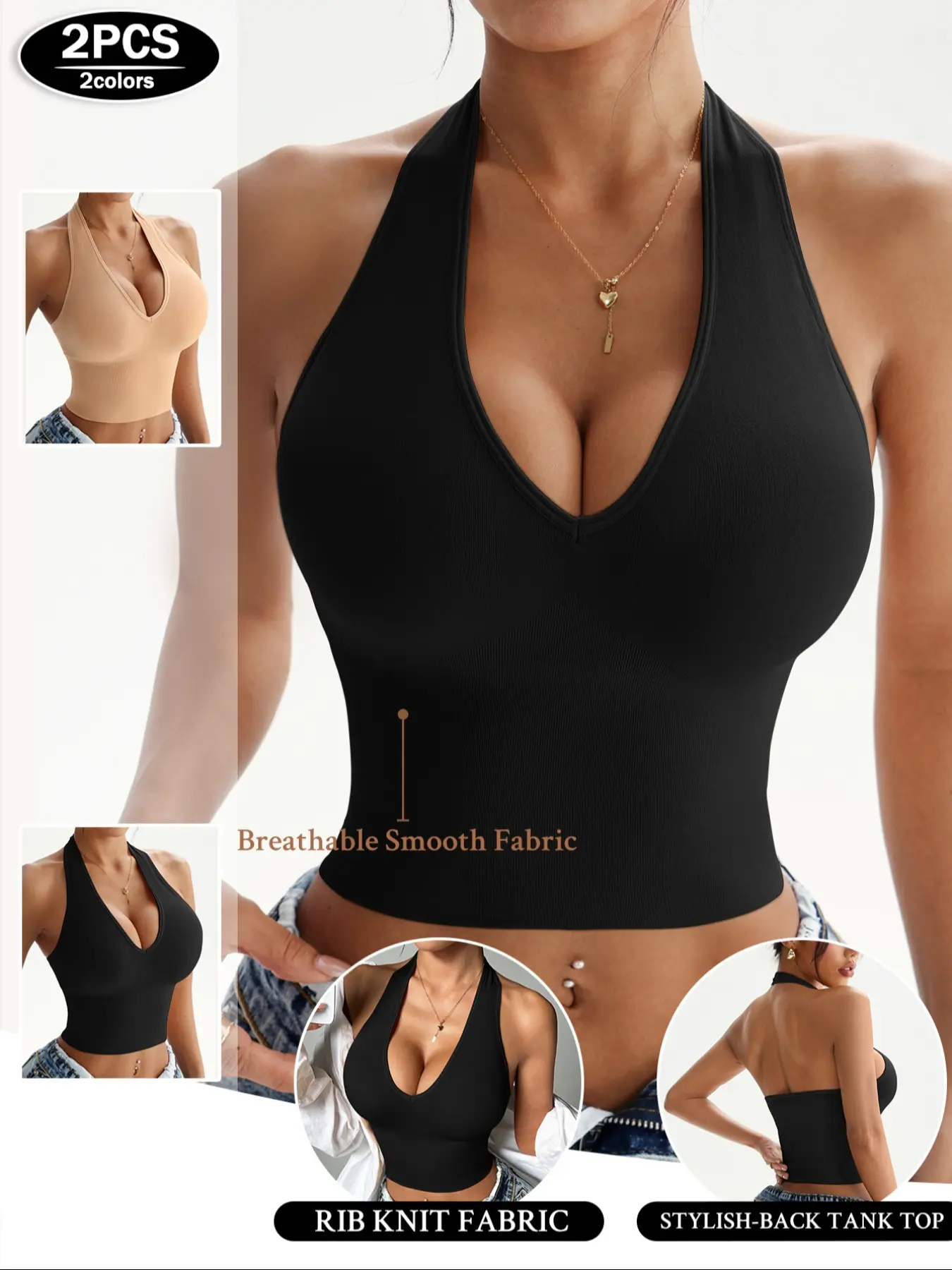 Women's Sexy Halter Bra, Backless Full Coverage, Slim-Fitting, Medium Support, Removable Pads, S-3xl, Perfect for Parties & Daily Wear