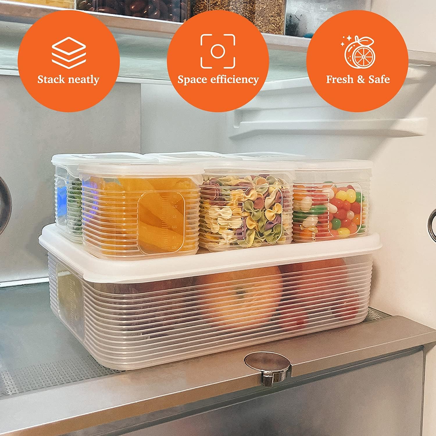 Divided Veggie Tray with Lid Snackle Box Serving Container Salad Keeper with 6 Removable Boxes Stackable Refrigerator Organizer Bins Produce Saver for Meal Prep Fruit Kitchenware - Home Improvement.