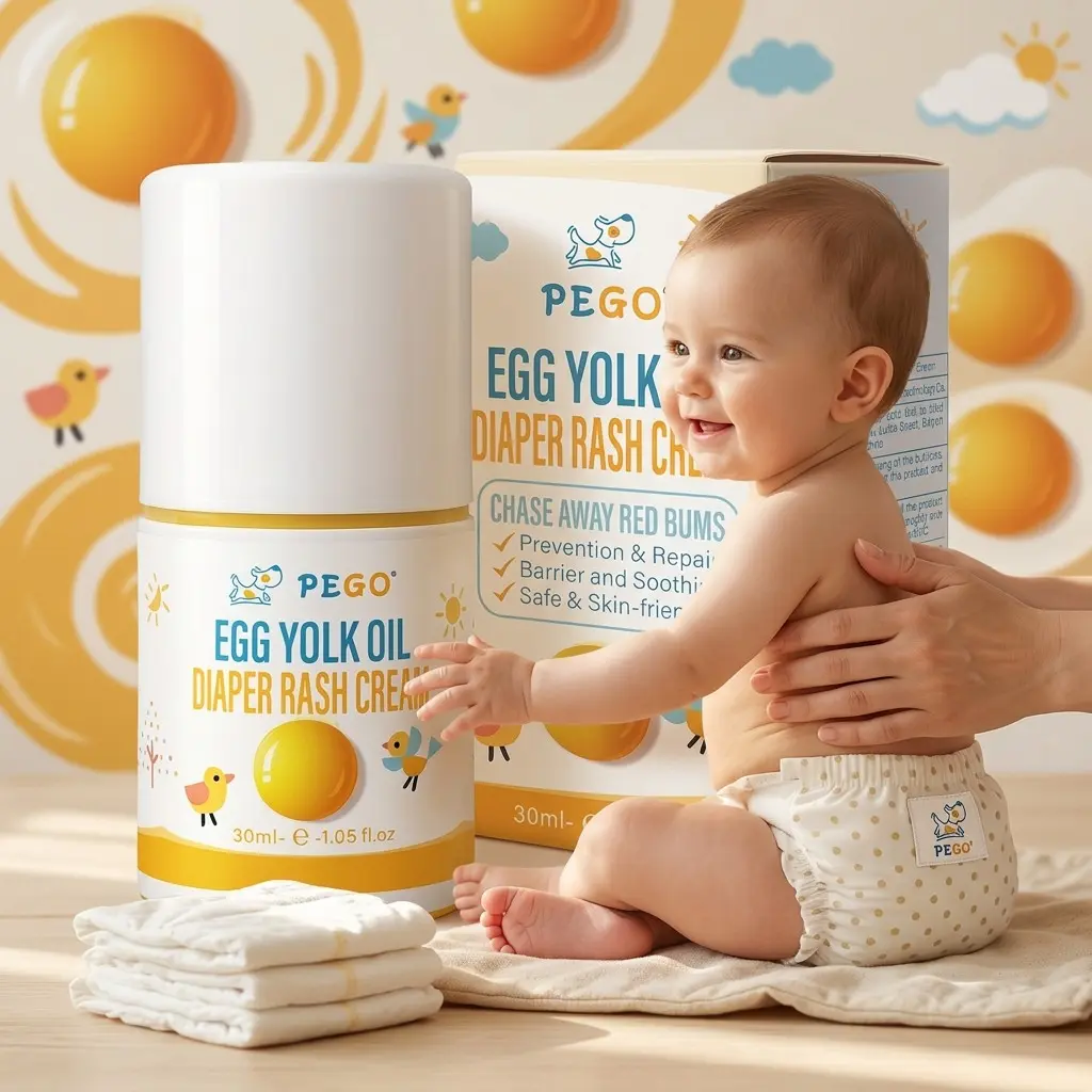 Pego Baby Butt Balm with Zinc Oxide and Egg Yolk Oil, Butt Cream Diaper Rash, Prevents and Soothes Diaper Rash, Gentle and Non-Irritating, Suitable for Sensitive Skin