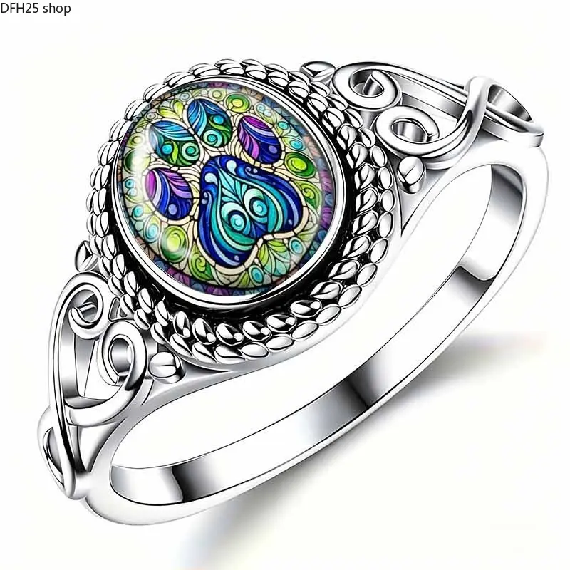 Blue Dragon Mosaic Ring - Unisex Adjustable Antique Resin Fantasy Statement Jewelry, Daily Wear Fashion Accessory Beautiful Rings Cocktail Ring