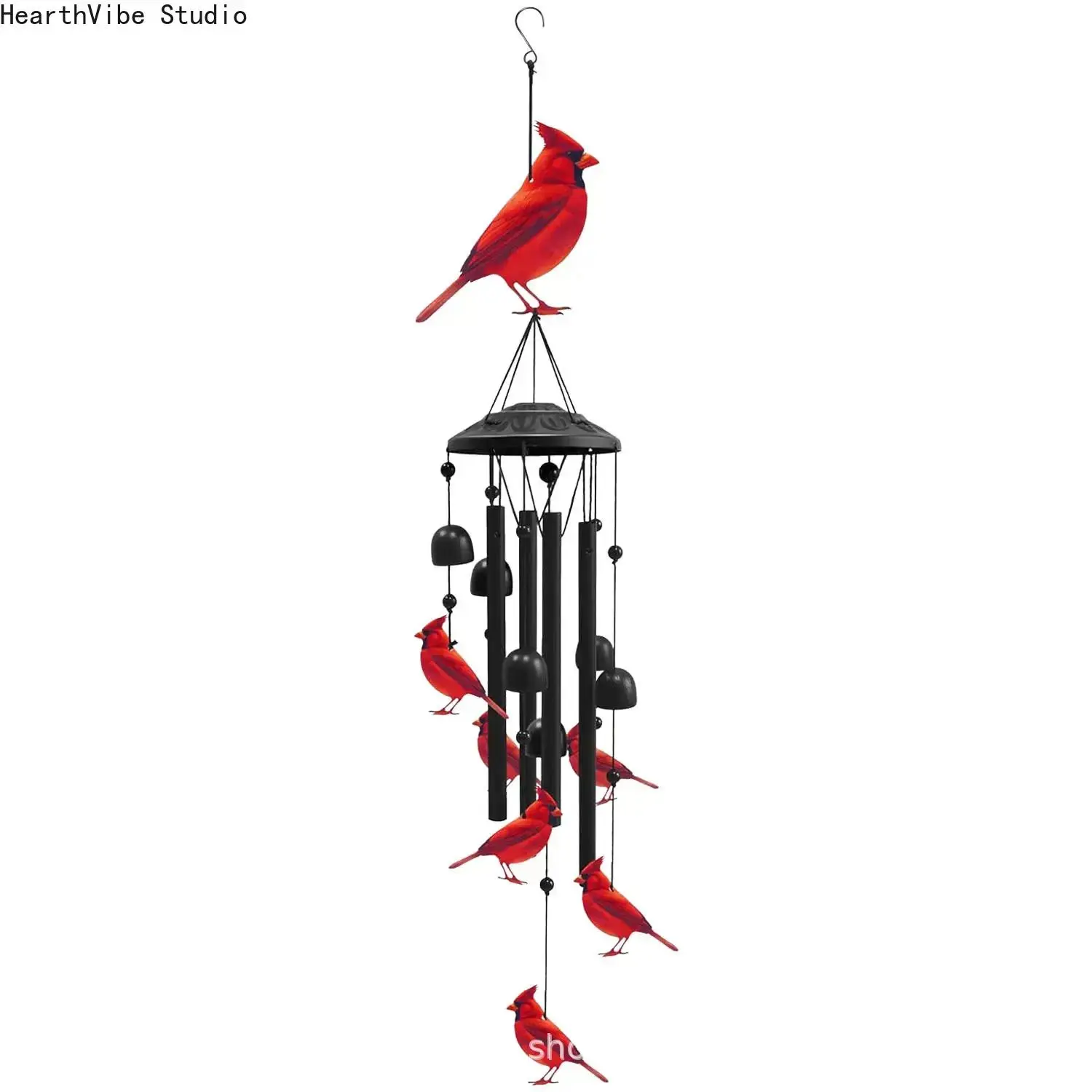 Vintage Hummingbird Wind Chimes - Unique Hummingbird Theme Outdoor Metal Tube Bell with Deep Melodic Tunes, Hassle-Free Installation Hanging Ornament, Durable Metal Tubes, Distinctive Shape Garden Deco for Sympathy Gifting to Music Lovers