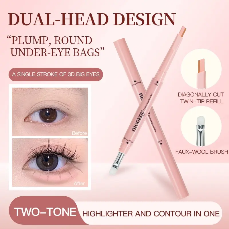2-in-1 Glitter Eyeshadow & Aegyosal Pen — dual-ended design with blending brush, buildable 3D eye contour, perfect for all makeup styles