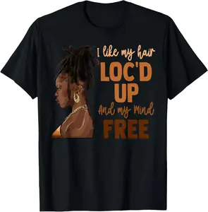 Premium Cotton I Like My Hair Loc'd Up Graphic T-Shirt Black Woman Loc Hair Black History Casual Tee