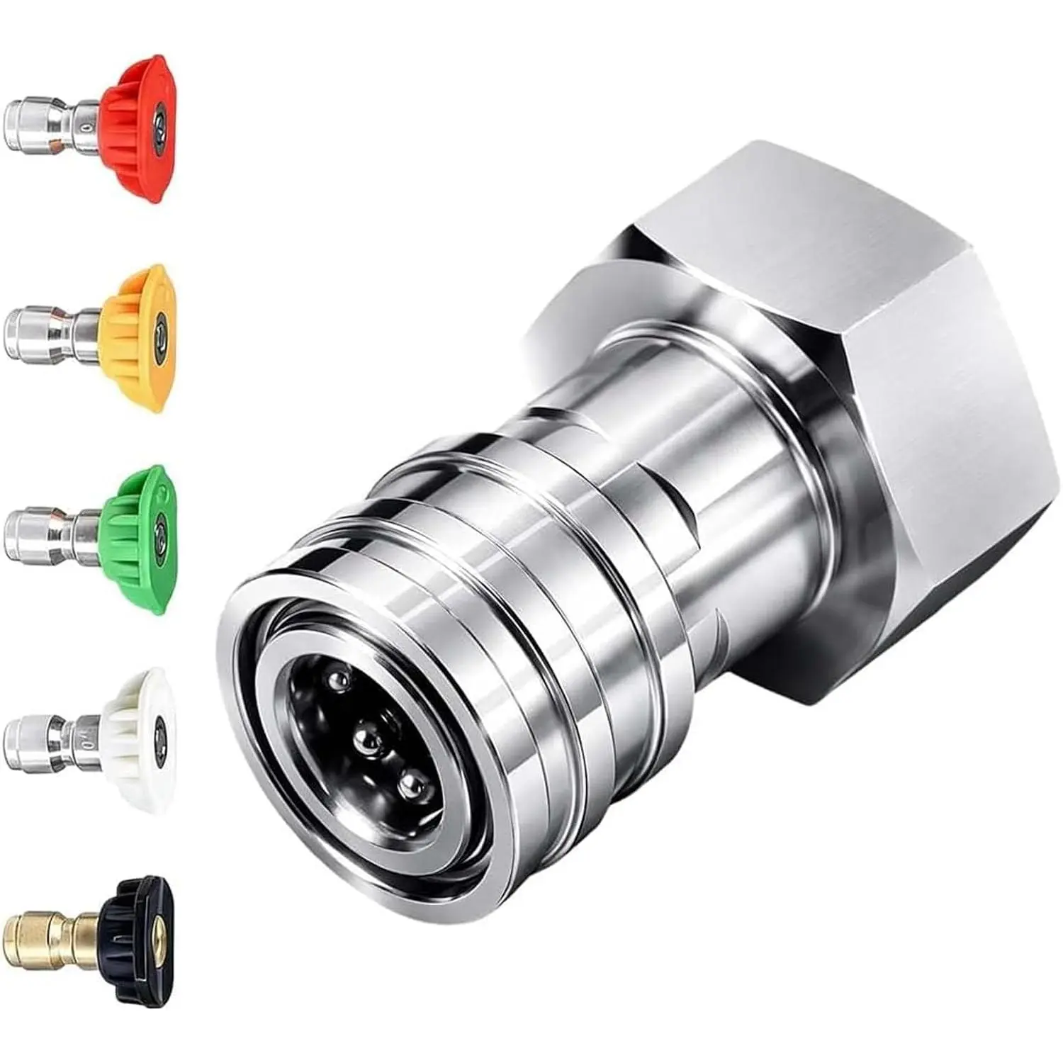 Garden Hose to  Washer Adapter, 3/4” GHT to 1/4” Quick Connect with 5 Multiple Degrees Nozzle, Garden Hose  Washer Attachment for  Wash or Watering the