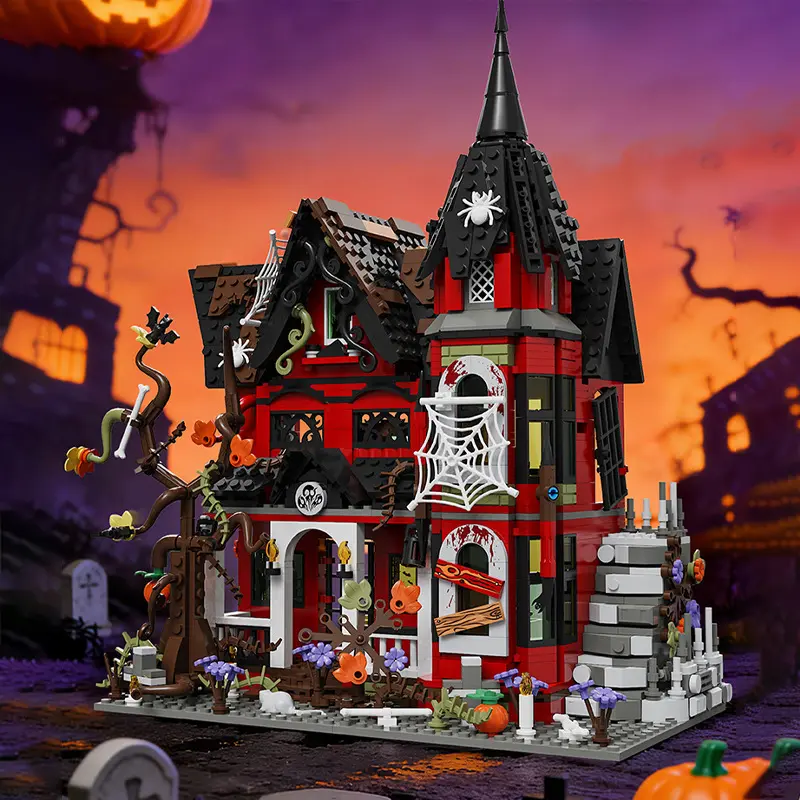 Stress Relief & Brain-Boosting Halloween Haunted House Building Blocks Set – 500+ PCS Spooky Castle with Pumpkins, Spiderwebs, Ghosts, Bats & Skeletons – Compatible with LEGO – Educational Construction Toy for Adults & Teens (Ages 12+) |   Halloween Gift