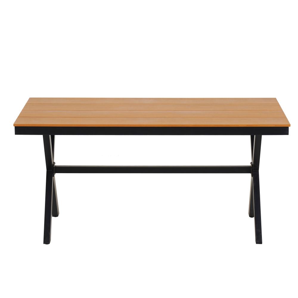 Contemporary Outdoor Set with PE Rattan Chairs and Plastic Wood Table, pool furniture ,backyard porch Suitable for Gardens and Lawn