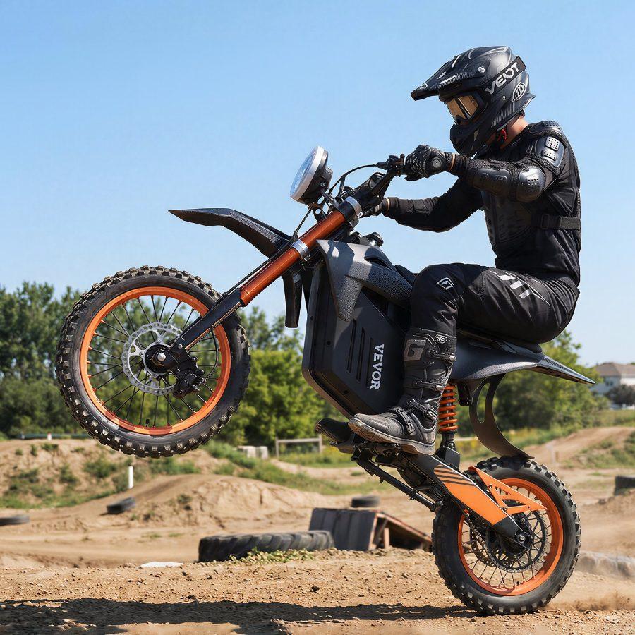 VEVOR Electric Dirt Bike for Teens Adults, 2000W Motor, 31 MPH Speed, 31 Miles Max Range, 48V 22.5Ah Battery, Off-Road Motorcycle with Light, Display, Dual Suspension Hydraulic Brakes for Age 14+