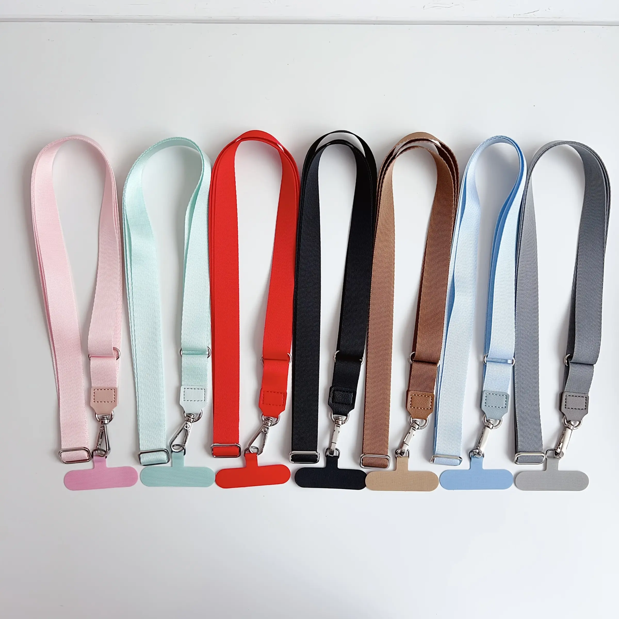 1 Pcs Adjustable Crossbody Phone Lanyard - Multi-Color Nylon Strap with Leather Detail & Metal Clasp, Anti-Lost Neck Strap with Phone Tab, Universal for All Phones