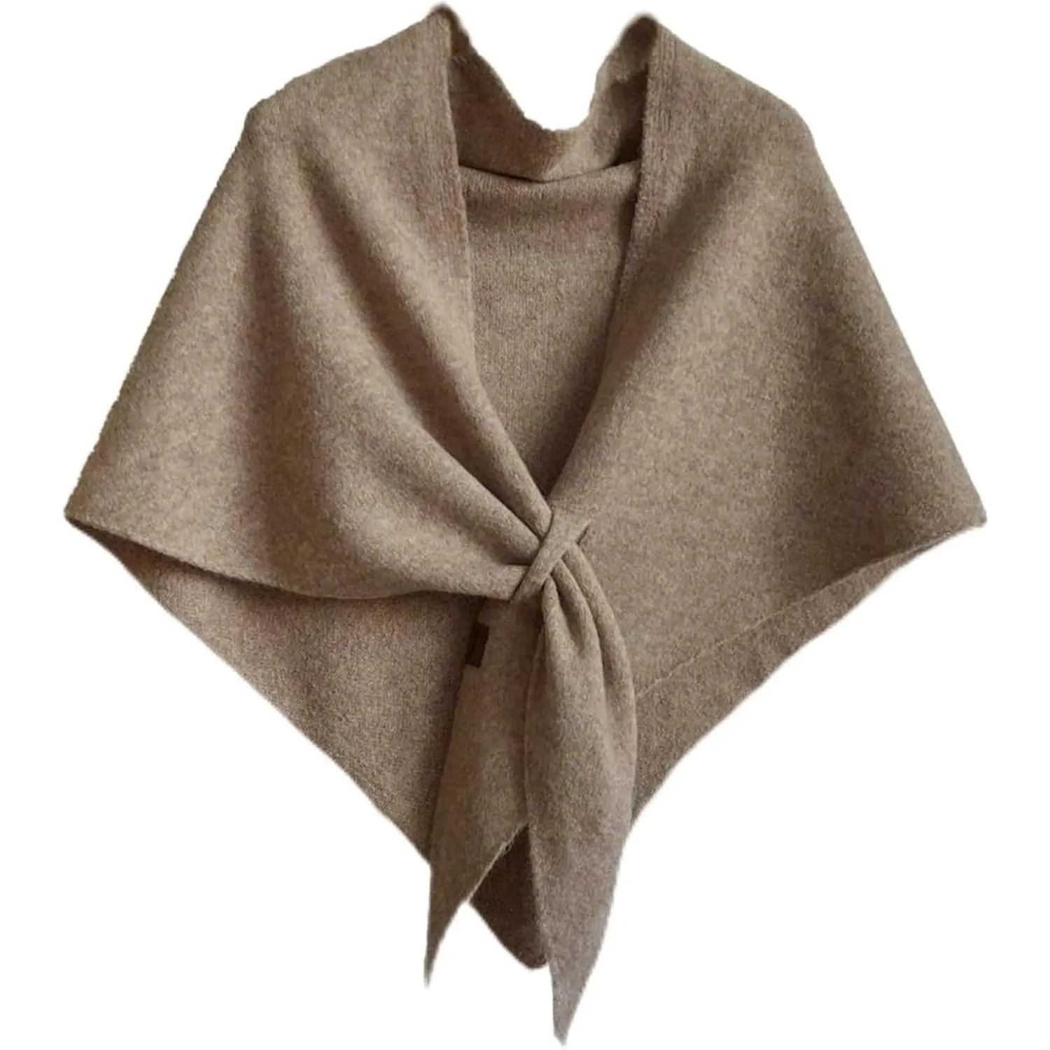 Pashmina Wraps for Women Knitted Shawl Triangle Scarf Shawl with Loop  Top Sweater Shawl Wrap (Khaki)
