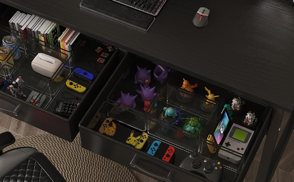 Computer Desk with Fabric Drawers for Home Office Bedroom, 40 Inch Small Gaming Desk with 2 Drawers, Study Writing Table PC Desks