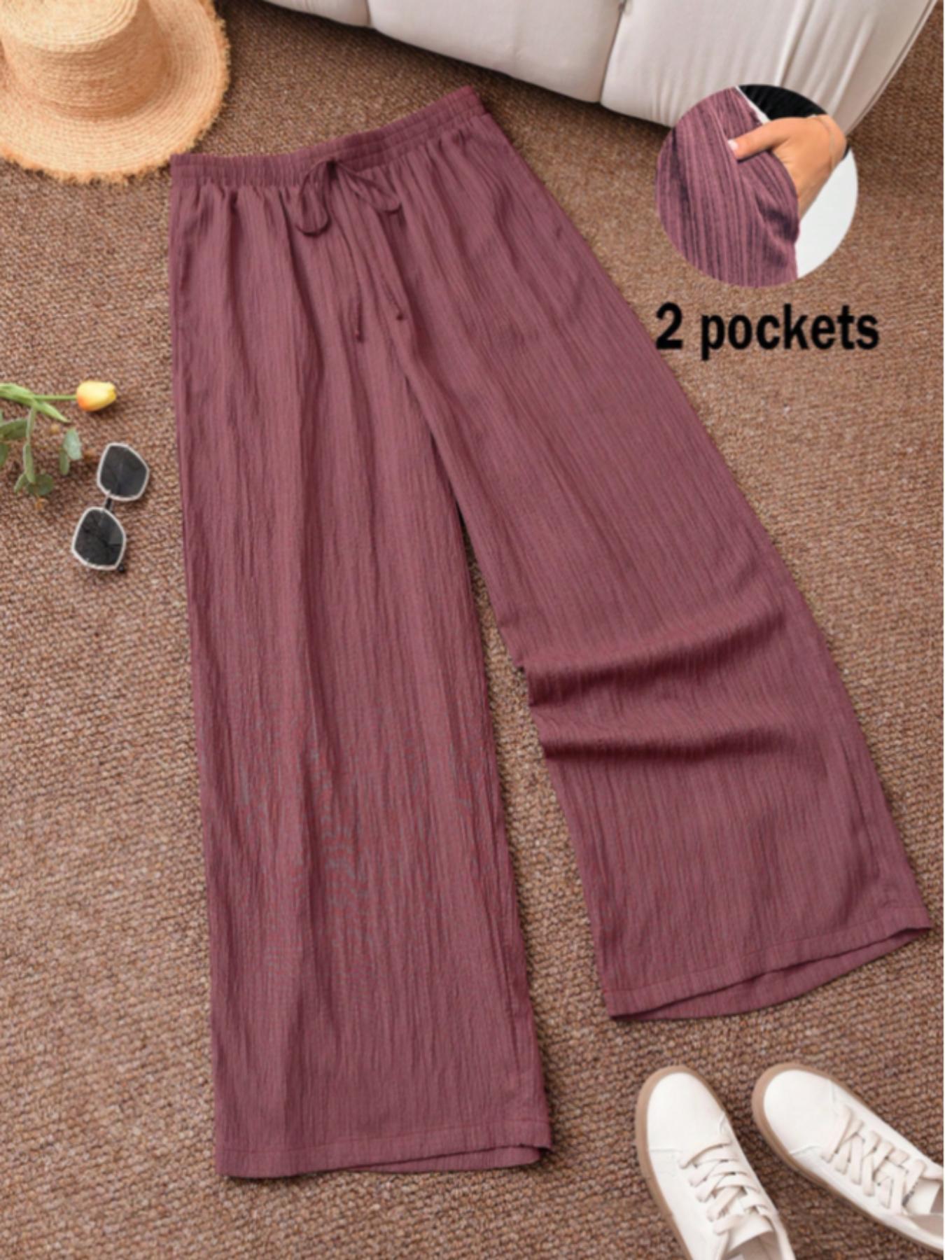Women's Solid Color Wide Leg Pants, Casual Comfy Trousers for Daily Wear, Ladies Bottoms for All Seasons, Casual Fashion Pants Women's Solid Color Wide Leg Pants, Casual Comfy Trousers for Daily Wear, Ladies Bottoms for All Seasons, Casual Fashion Pants