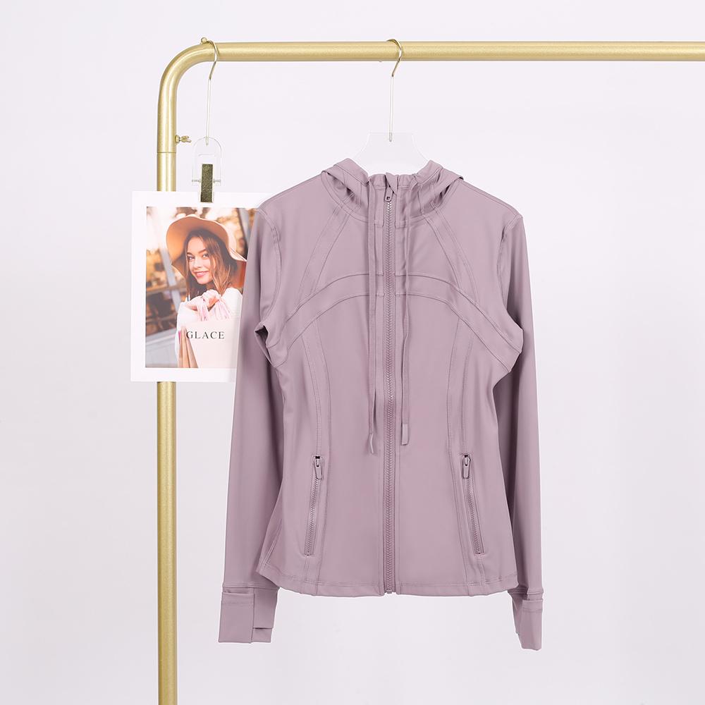 LULU  New hooded jacket for summer, thin, quick drying, slimming, tight fitting, sports and elastic jacket, slim fit