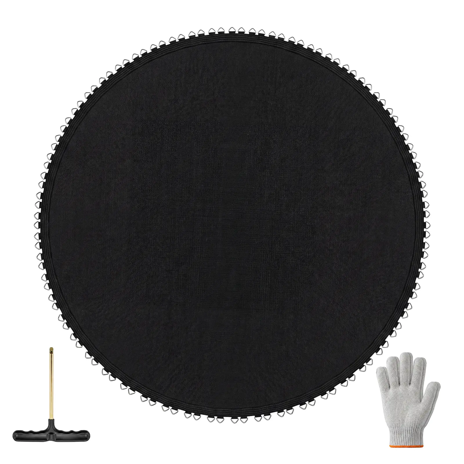 Heavy-Duty Trampoline Replacement Mat (Bounce Pad) - Round Jumping Mat for 14ft Frame - 72 V-Rings - Fits 5.5in Springs - Black