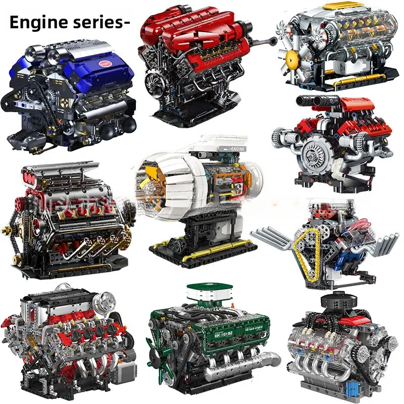 V12 supercar engine building block model racing car desktop decor toy, movable connecting rod cylinder mechanical kit, Diy Engineering Model, adult high-difficulty engine display decoration, suitable for car enthusiasts as a gift, DIY Kit