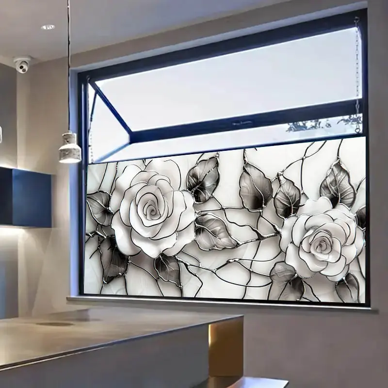 2D Flat, 1pc, 2D Flat, Beautiful Glass Static Cling Window Film, PVC Electrostatic Adsorption Glass Door and Window Decoration, Removable and Reusable Glass Sticker. Suitable for Home, Kitchen, Bathroom, Bedroom, Balcony, and Holiday Event Party
