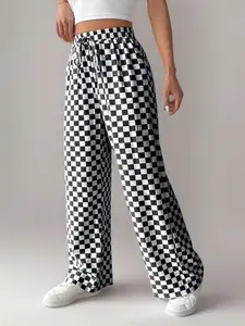 Women's Plaid Print Wide Leg Pants, Casual Comfy Trousers for Daily Wear, Ladies Casual Chic Bottoms for All Seasons