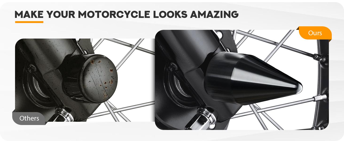 3.6inch Front Axle Nut Covers Fit for Harley, Black Axle Nut Caps Compatible for Harley Davidson Touring Dyna Sportster Trike Softail Street Glide Road King Road Glide Electra Glide 2002-2023
