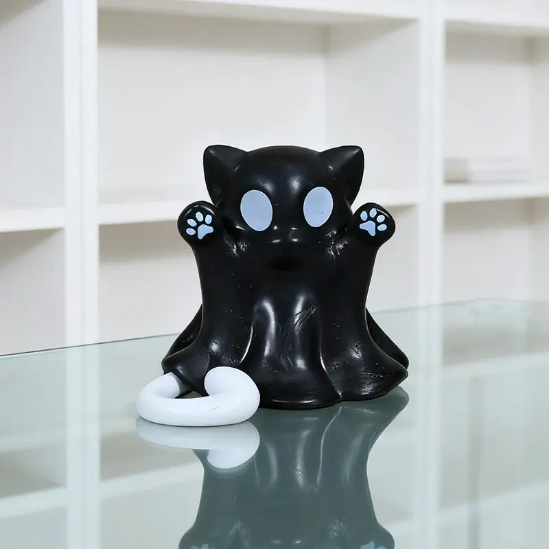 Quirky Mini Cat Ghost Ornament, Suitable For Desktop Decoration, Creates A Halloween Atmosphere, A Gift For Girlfriend Or Boyfriend Who Loves Cats, Home Decor Craft