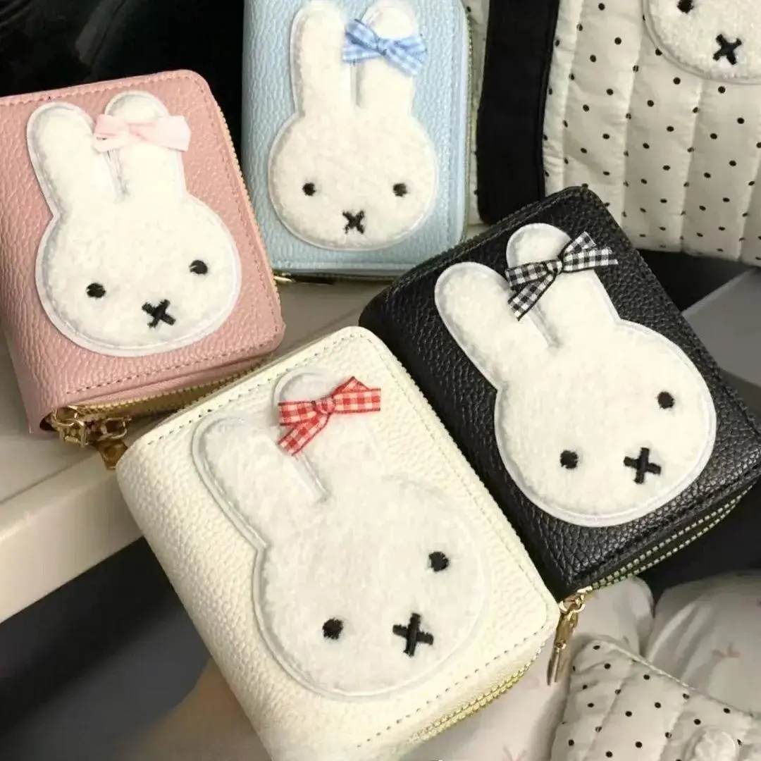 Miffys Wallets for Women Kawaii Rabbit Clutch Bags Id Card Holder Billfold Girls School Coin Purse Kids Fashion Pocketbook Gift