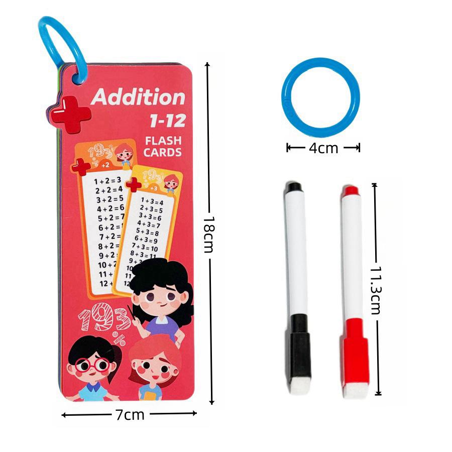 Addition, subtraction, multiplication, and division elementary school math arithmetic cards, erasable children's learning teaching aids, calculation training cards