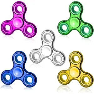 Fidget Toys Adults 5 Pack, Electroplated Metal Fidget Spinner Stress Reducer, High Speed 3-5 Min Quiet Spins, for Adults & Teens & Kids Age 6+fidget toys