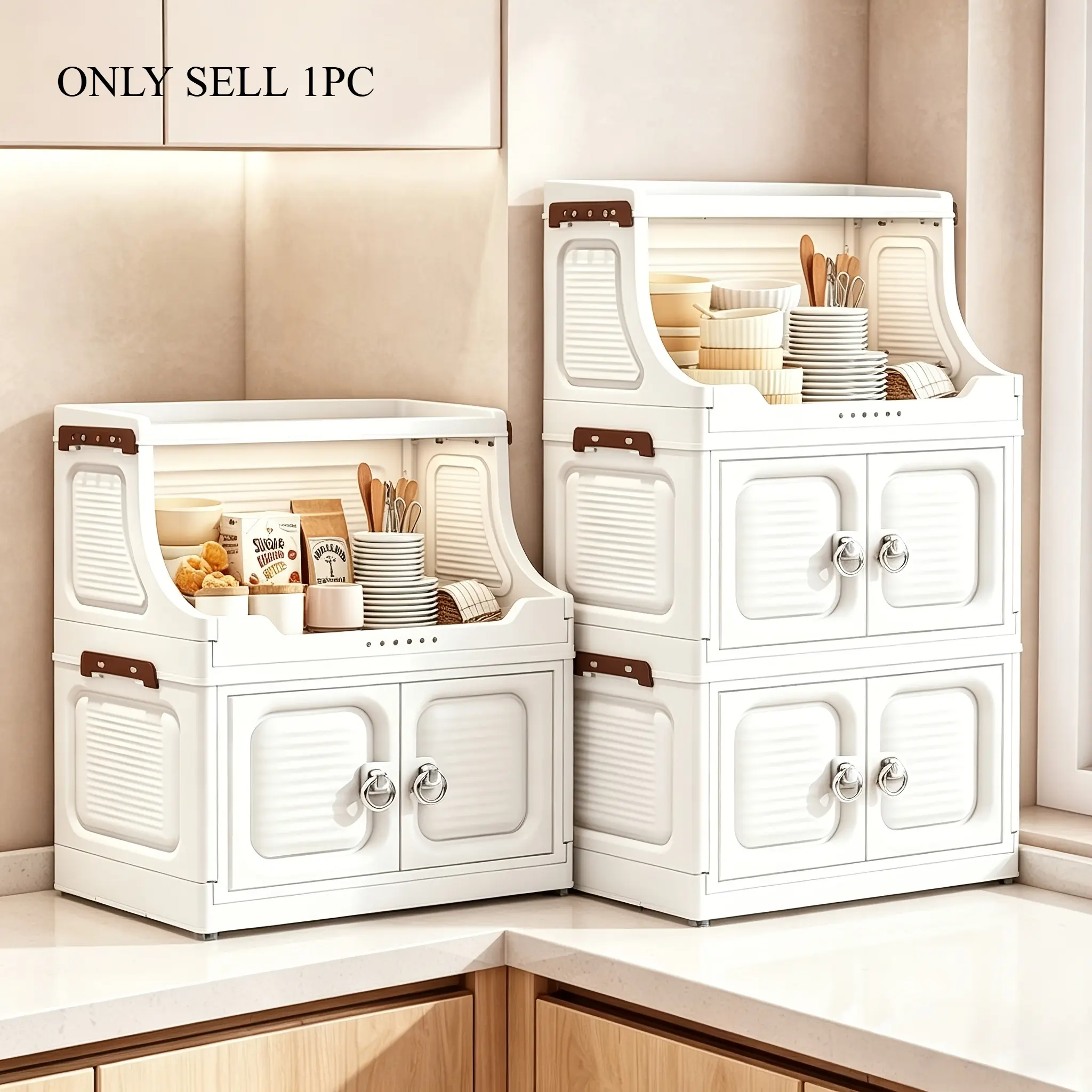 3/4/5/6 layer large capacity foldable storage cabinet, convenient storage box with door, multi-layer seam storage cabinet easy to assemble, space saving with roller, storage container storage box top semi open storage, living room home storage rack