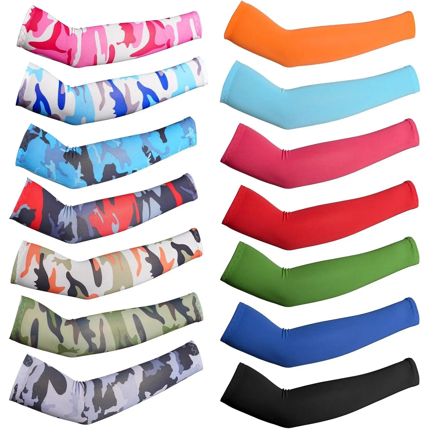 14 Pairs Sports Arm Sleeves  Kids Basketball Baseball UV Sun Protection Cooling Arm Compression Cover Boy Girl