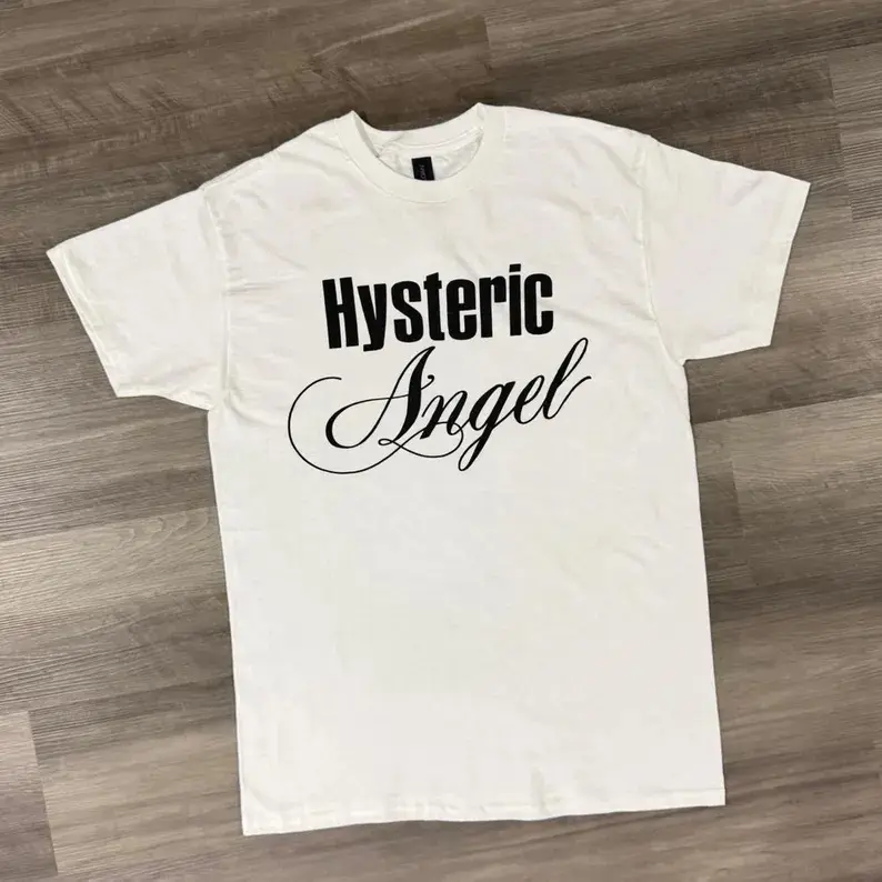 [ 100% Cotton]Hysteric Angel T Shirt |   Gothic Angel Graphic Tee |   Dark Aesthetic Streetwear Top |   Minimalist Unisex Graphic T-Shirt |   Vintage Alternative Fashion Shirt |   Trendy Casual Tee for Men Women