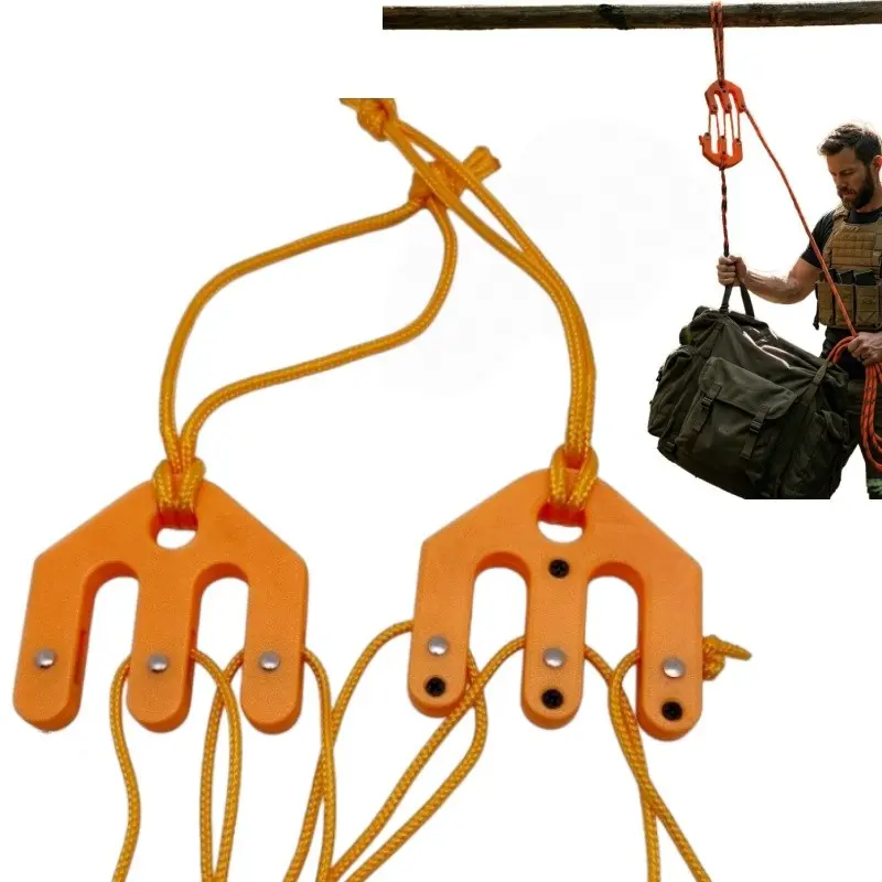 Game & Gear Hoist — Block & Tackle System Ultralight, Block and Tackle Pulley System, Portable Nylon Block and Tackle Pulley System, Compact Lifting Tool for Backcountry Hunting