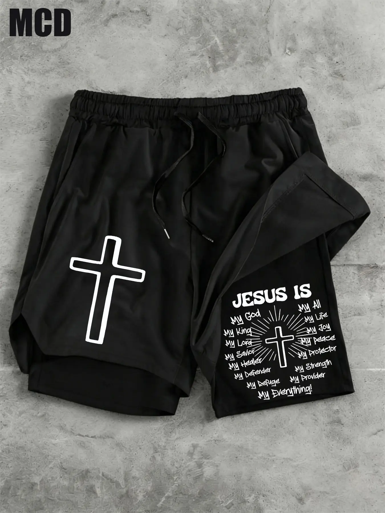 Mcd Unisex 2 in 1 Double Lined Athletic Shorts, Pop Art Print, Drawstring Waist, Quick Dry, Casual Summer Shorts for Men Women
