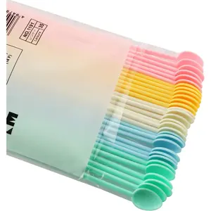 60PCS Candy Color Plastic Mini Disposable Coffee Tea Beverage Stirrers Spoon Sticks for Blending and Adjusting Sauce