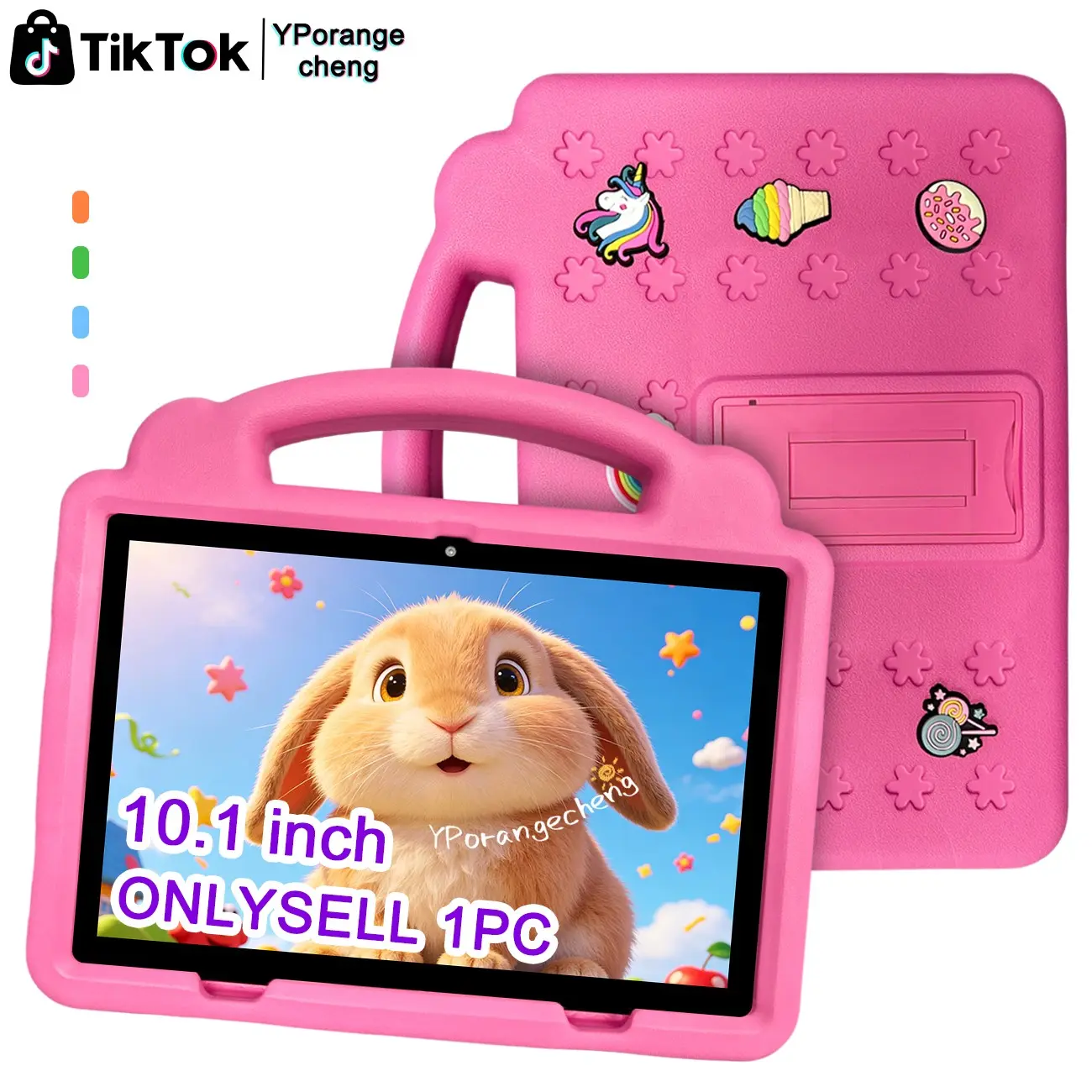 Upgraded 10.1 Inch Kids Tablet Set, Android Learning Tablet, 5G High Speed WiFi, HD Screen Front & Rear Cameras, Shockproof Case, Multifunctional for Study Office Entertainment, Gift for Birthday Christmas Halloween Easter, Pink Blue, No Power Adapter