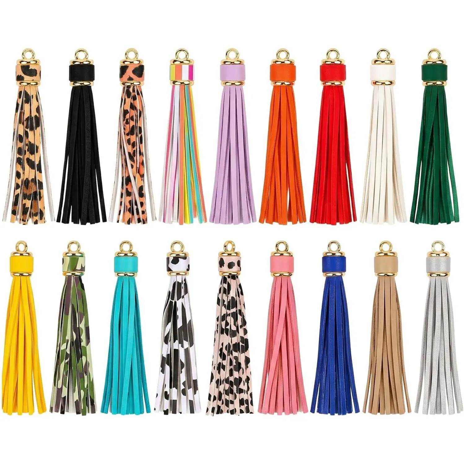 18‑Pcs Artificial Leather Tassel Bulk for Handbag  Craft | 4.3 Inch Faux Leather Tassel Charms, 18 Colors Key Chain Tassel for  Making, Handbags,  & DIY Crafts