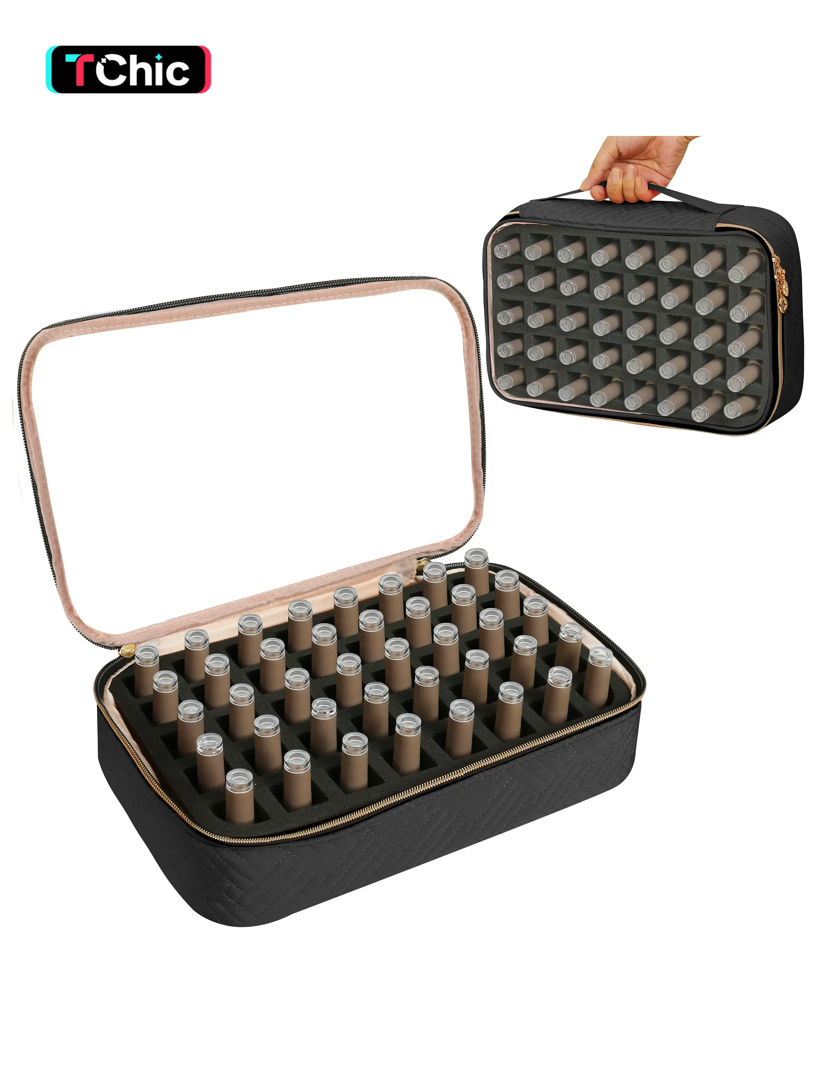 Small Clear Nail Polish Organizer Holds 40 bottles(15ml-0.5fl.oz) Nail Polish Case Multifunctional Nail Polish Bag organizer, Cosmetic Travel Makeup Bags for Women, Cosmetics Organizer, Portable Travel Nail Tech Carrying Bag for Storage Display