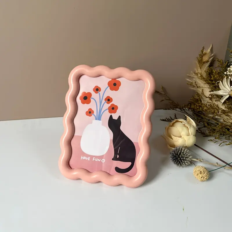 Cream Style Cute Aesthetic Room Decoration Photo Frame Picture Holder Display Stand, 6inch Acrylic Postcard Ticket Frame Desktop Home Decoration Display Stand