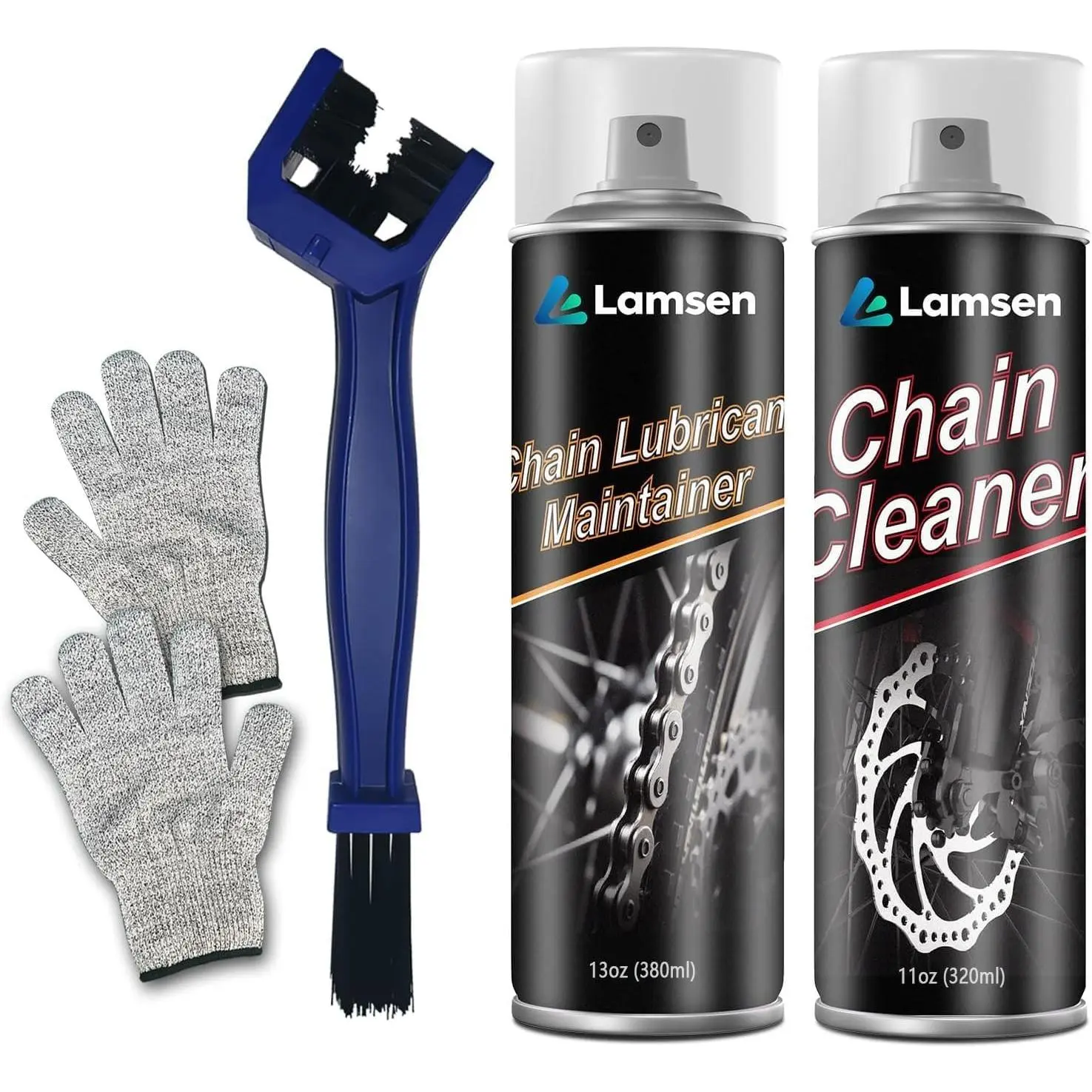 Professional Bike Motorcycle Chain Maintenance Kit Set, 1 Pack Bike Gear with Cleaner, Lube, Brushes, Includes Gloves for All Bicycles