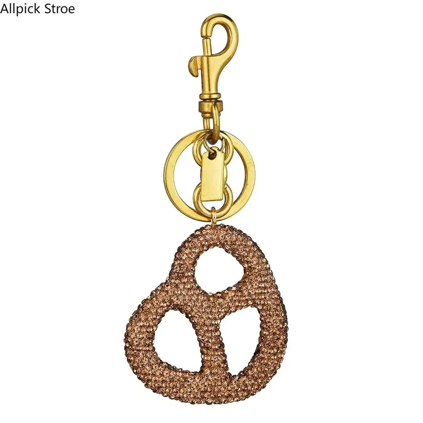 Women's Bag Charm - Elegant Gold-Finish Pretzel Design, Clip-On Purse Accessory, Trendy Keychain Pendant for Daily Fashion, Gifting, Keychain Attachment Charms & Twillies, Metallic, Handbag Charm