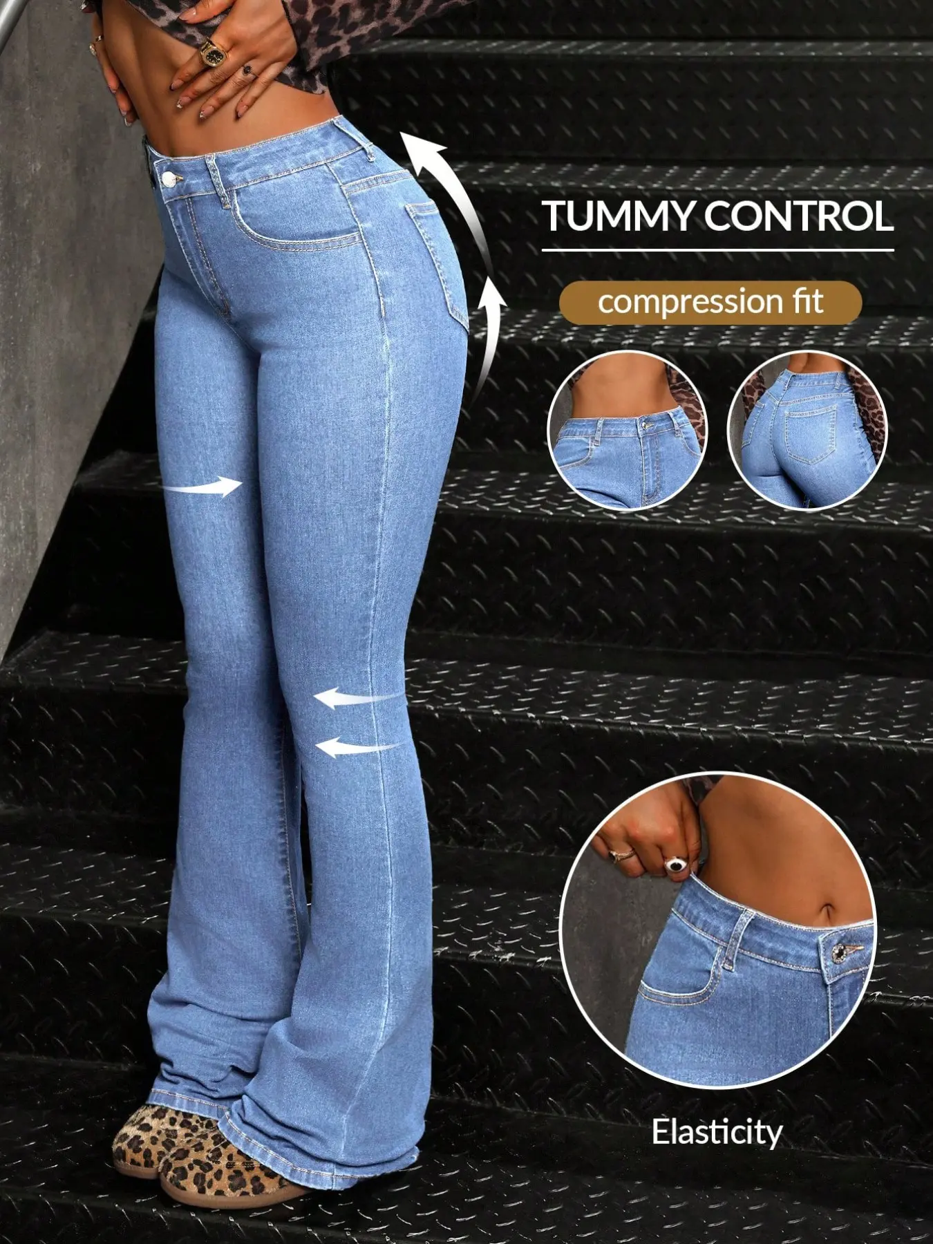 Women's Casual Zipper Tight Jeans, Stretch Denim Jeans, Perfect Fit for Daily Wear and Summer, Comfortable and Stylish Design