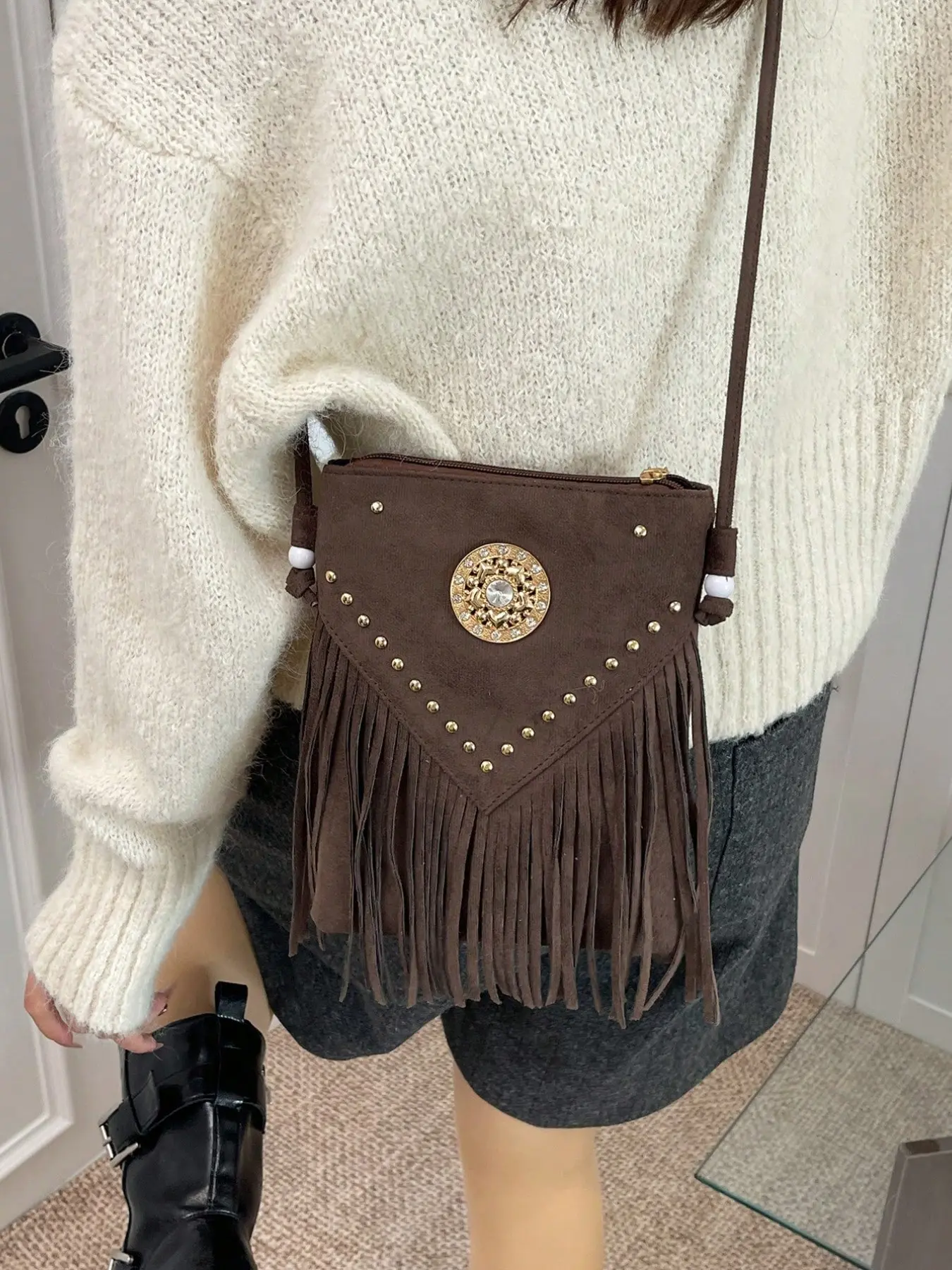 Large Capacity Tassel Handbag, Korean Style New Women's Bag, Minimalist Popular Ladies' Shoulder Bag, Crossbody Bag For Students Back To School Season