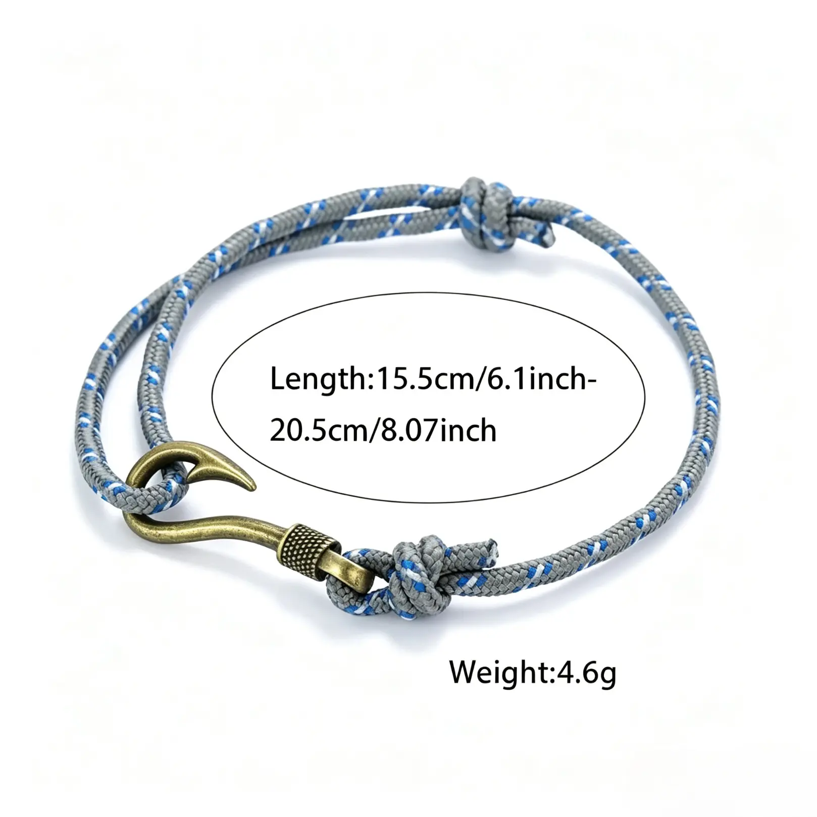 Men's Vintage Fish Hook Design Braided Bracelet, Adjustable Handmade Nautical Bracelet, Fashion Accessories for Men & Boys, Fashionable Bracelet, Trendy Stackable Bracelet, Bracelet Jewelry