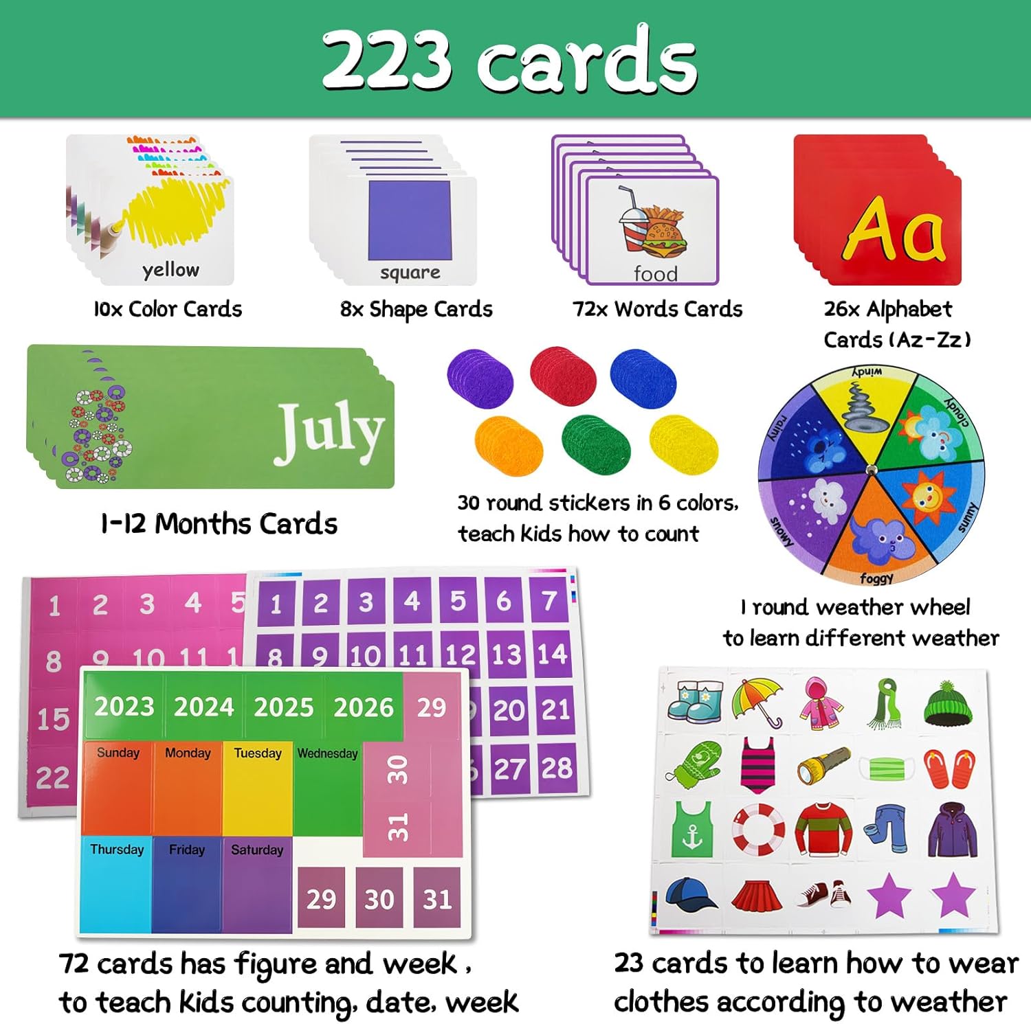 Circle Time Center Classroom Pocket Chart Educational Pocket Chart Teaching Materials Learning Calendar Weather Counting Letter Color Shape etc