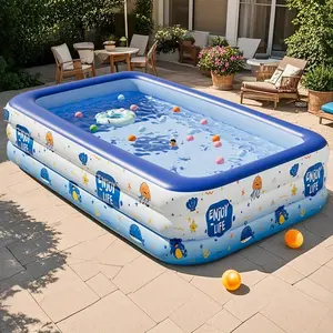 Large Inflatable Pool for Kids and Adults, Extra Thick Durable PVC, Foldable Portable, Perfect for Backyard Outdoor Garden Summer Parties
