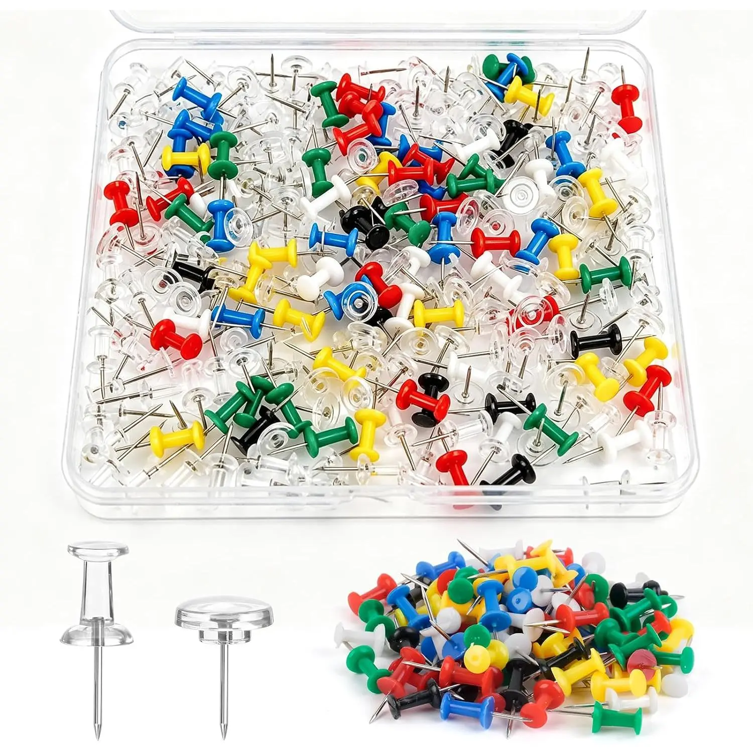 250 count Push Pins, Thumb Tacks for Bulletin Board, Wall, Office,