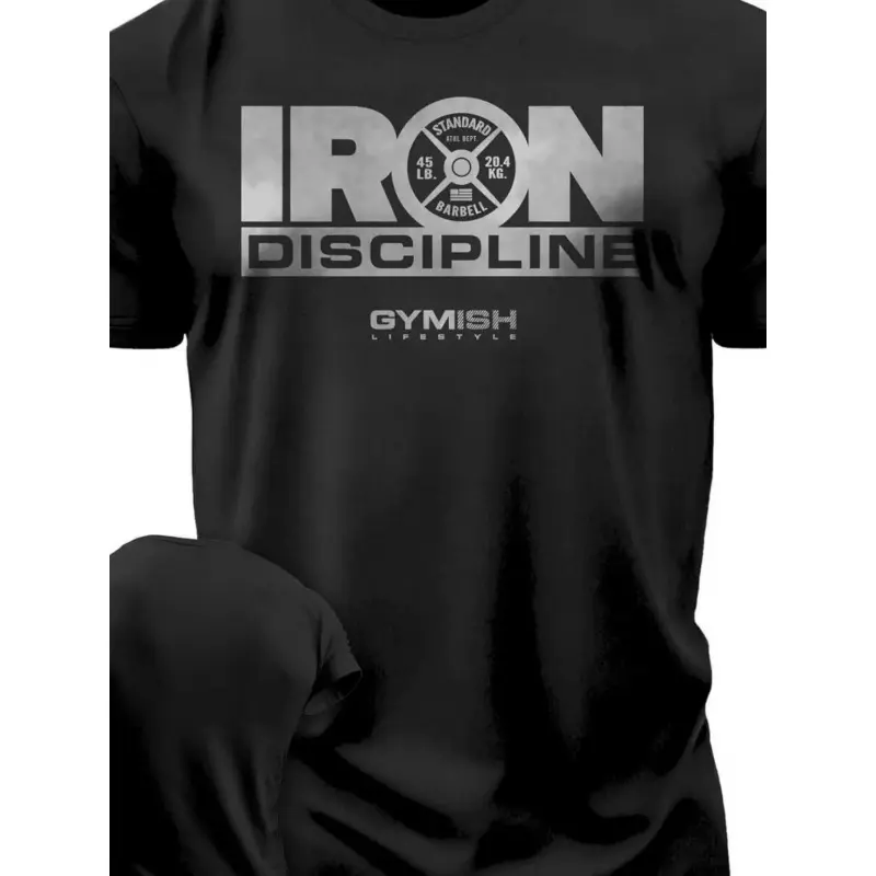 Gymish Lifestyle Men's Iron Discipline Motivational Breatheable Sports T-Shirt - Short Sleeve Round Neck Gym Streetwear, Weightlifting Training Top, Machine Washable for Athlete Life & Physique Goals, Casual Gymwear