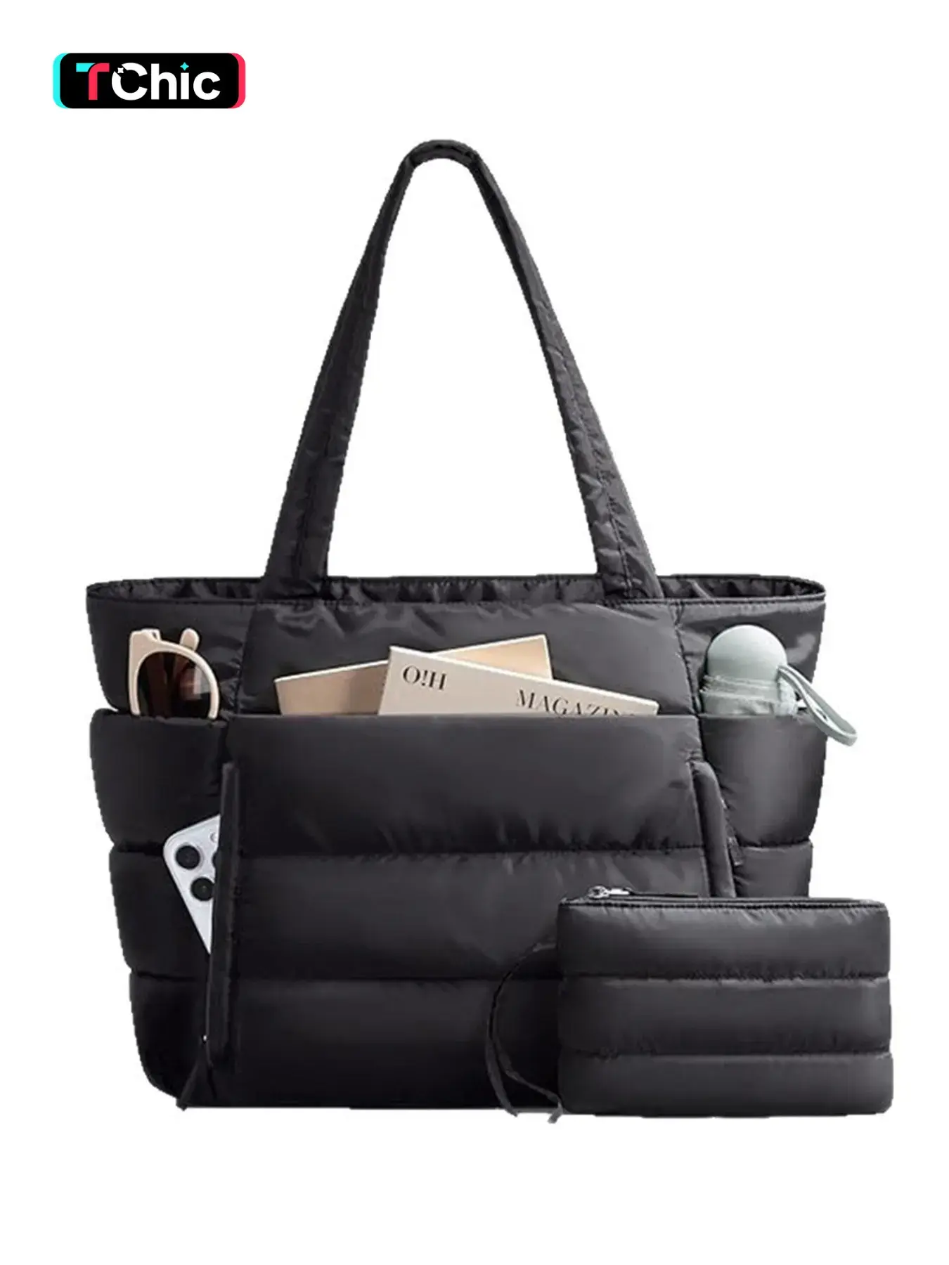 Autumn Winter New Down Cloud Tote Bag, Large Capacity Multi-Layer Handbag, Soft Plush Texture, Casual Commute Fashion Women's Bag, Puffer Tote Bag