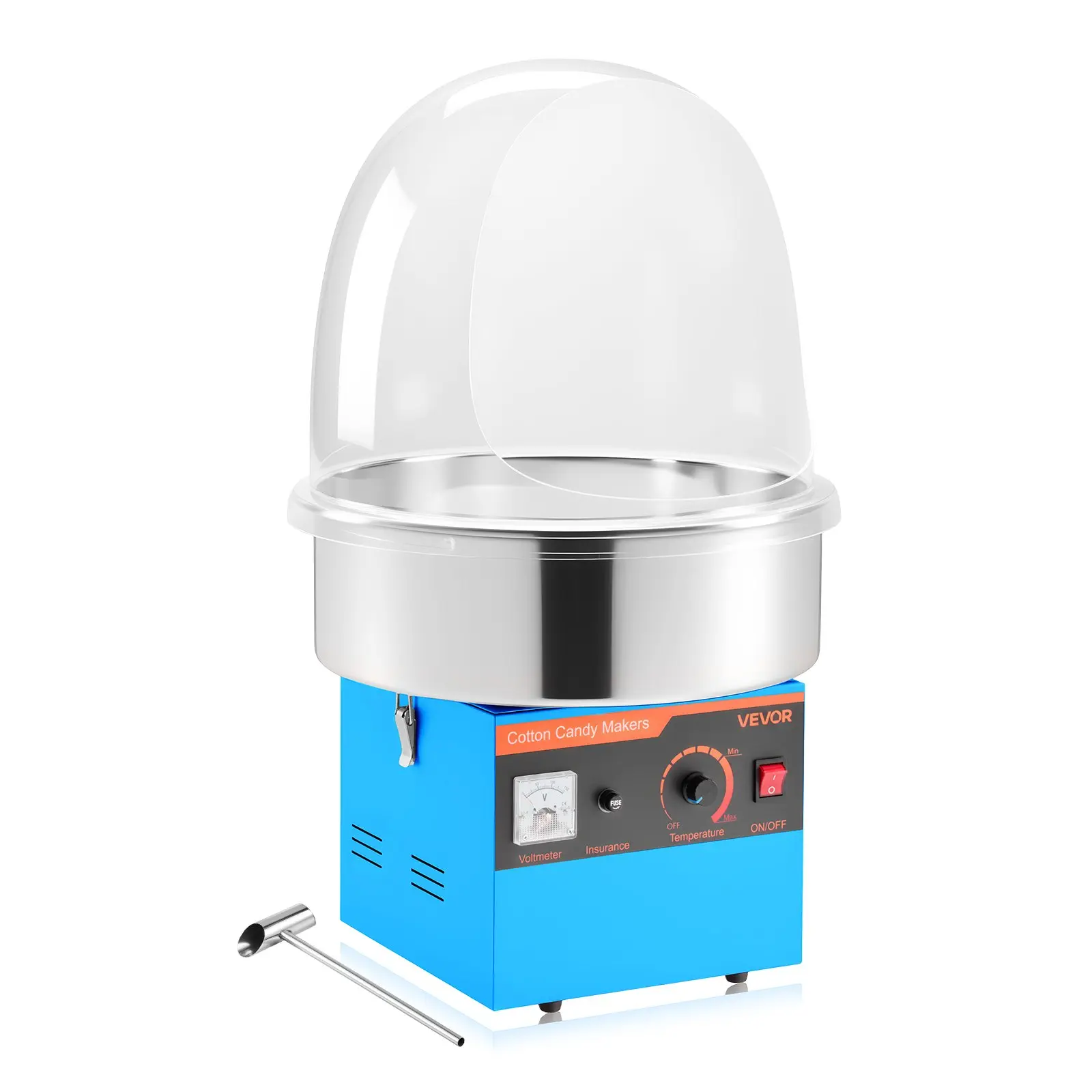 VEVOR Electric Cotton Candy Machine, 1000W Electric Floss Maker With Cover, Commercial Cotton Candy Machine w/Stainless Steel Bowl & Sugar Scoop, Ideal for Home, Carnival, Birthday, Family Party, Blu