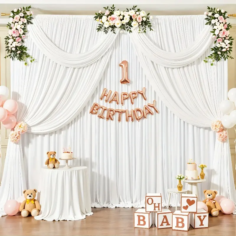 Polyester Backdrops & Banners, 2-Pack 10ft x 10ft Festive Event Backdrops for Parties, Weddings, Stage Displays