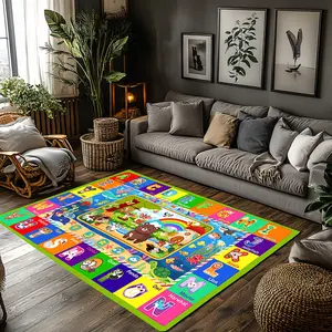 ABC Alphabet Forest & Sea Animal Color Block Crystal Velvet Kids Educational Play Rug #ABCAnimalPlayMat #ForestOceanKidCarpet #ToddlerLearningFloorMat #CrystalVelvetDecorRug