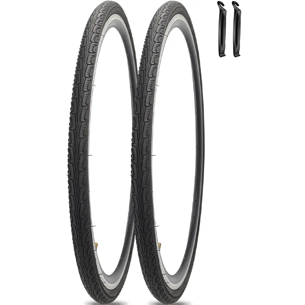 2 Pack 700C Road Bike Tires 700 x 35C 37-622 Folding Replacement Road Bike Tire for 700 x 33/34/35/36C Road Hybrid Commuter Trail Bicycles Tires Bicycle Parts