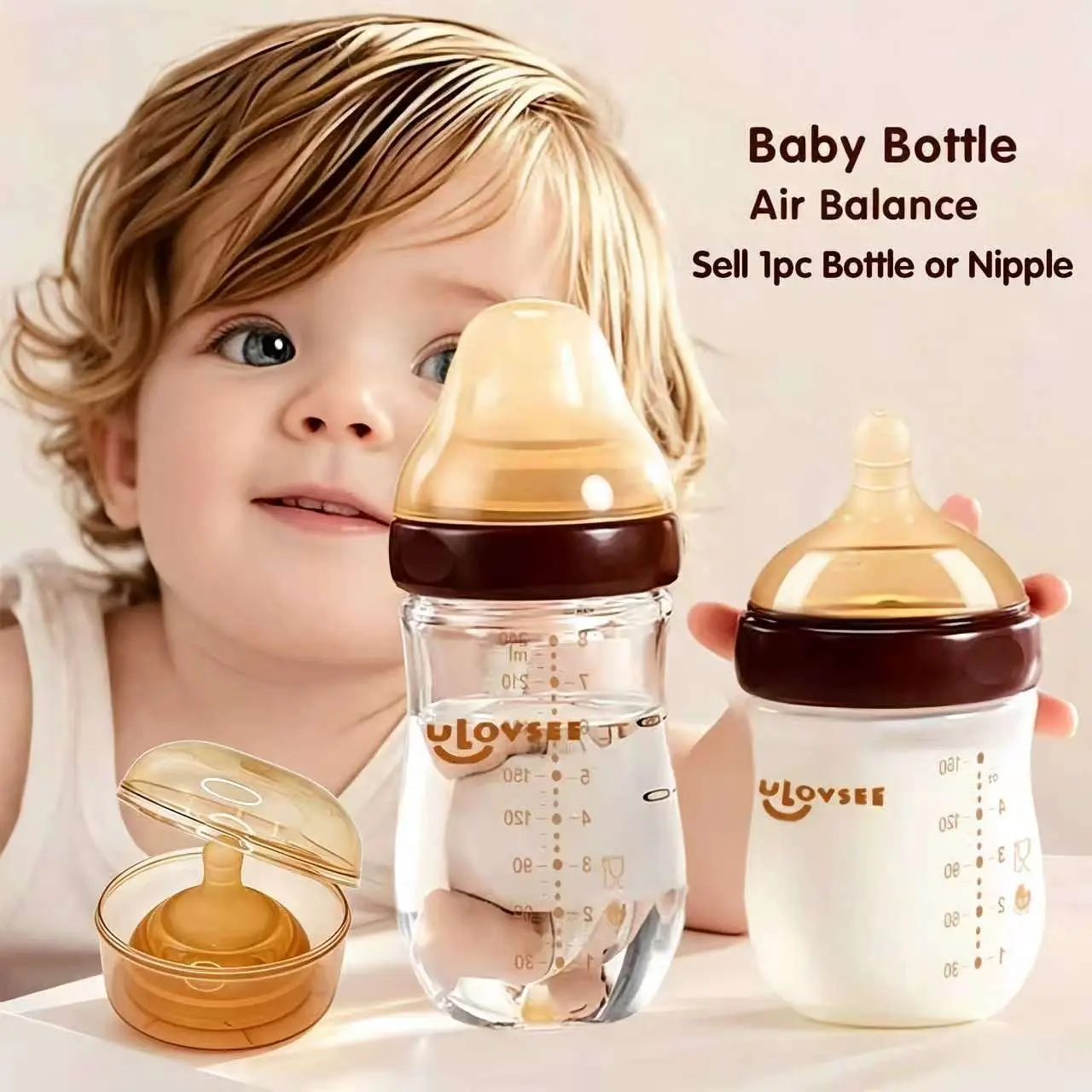 High Borosilicate Glass Baby Bottle, 4oz 5oz 8oz, Wide-Neck, Air Balance Valve, Easy Clean, Unisex, Perfect Gift for Newborn